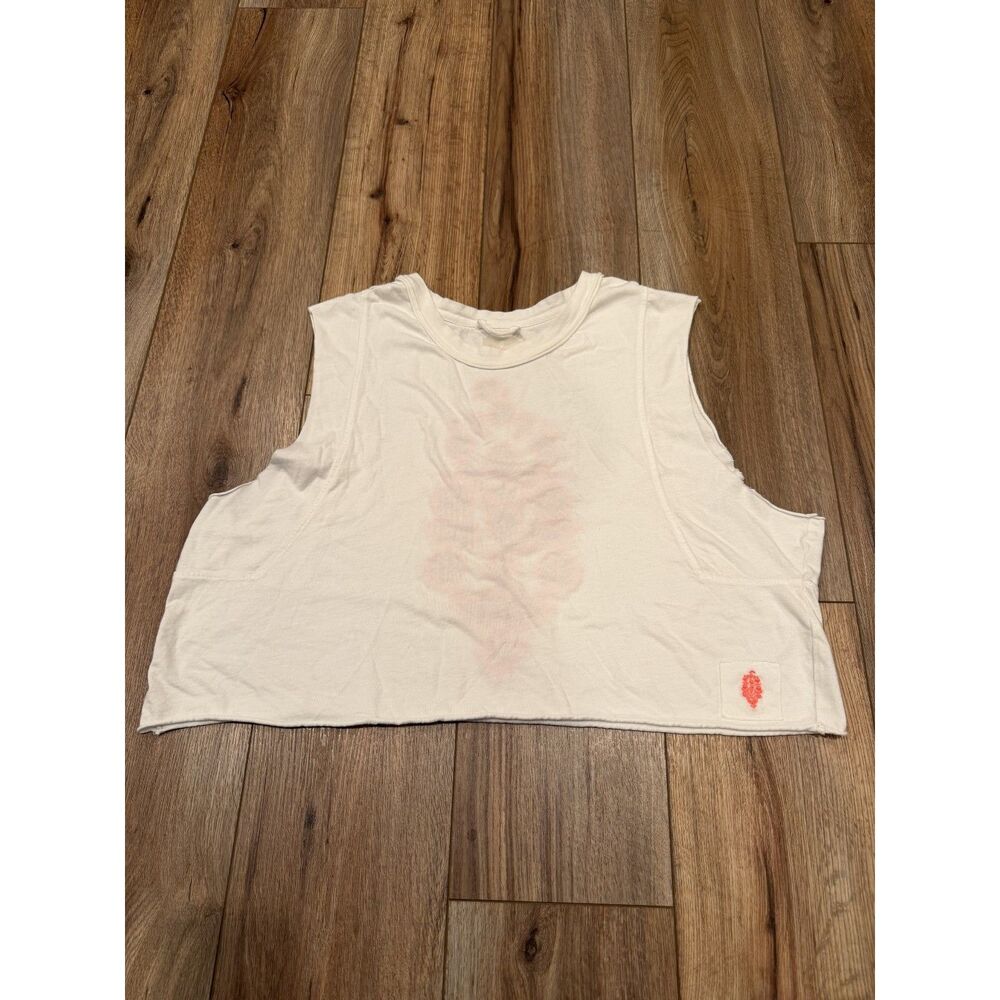FP Movement Inspire Crochet Logo Tank Cropped White Coral Size S - Picture 2 of 7